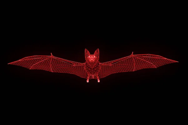Murciélago en estilo Holograma Wireframe. Niza 3D Rendering — Foto de Stock
