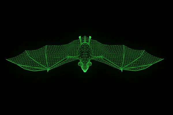 Νυχτερίδα σε ολόγραμμα Wireframe στυλ. Ωραία 3d Rendering — Φωτογραφία Αρχείου