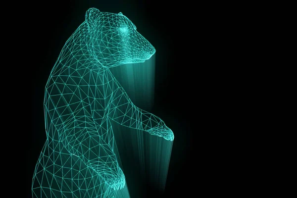 Orso in stile ologramma Wireframe. Rendering 3D piacevole — Foto Stock