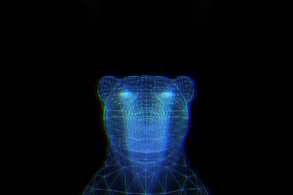 Bär im Hologramm Wireframe-Stil. schönes 3D-Rendering — Stockfoto