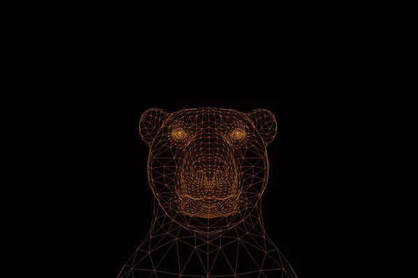 Urso em holograma Wireframe Style. Boa renderização 3D — Fotografia de Stock