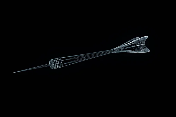 Dart Arrow in Hologram Wireframe Style. Nice 3D Rendering — Stock Photo, Image