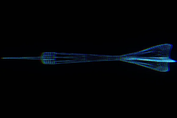 Flecha de dardo en estilo holograma Wireframe. Niza 3D Rendering — Foto de Stock