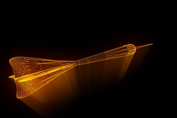 Dart Arrow in Hologram Wireframe Style. Nice 3D Rendering — Stock Photo, Image