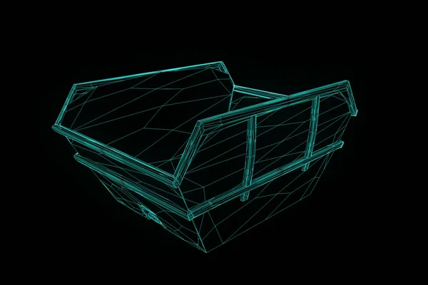 Lixeira em estilo holograma Wireframe. Boa renderização 3D — Fotografia de Stock