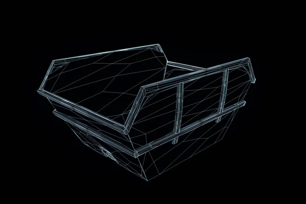 Dumpster in Hologram Wireframe stijl. Mooie 3D-Rendering — Stockfoto