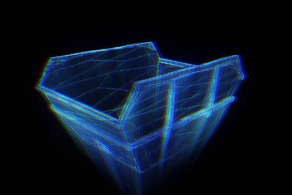 Container i hologrammet Wireframe stil. Fina 3d-Rendering — Stockfoto