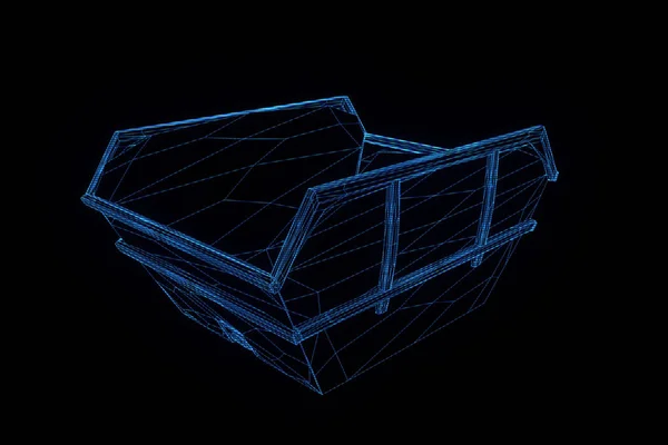 Dumpster in Hologram Wireframe stijl. Mooie 3D-Rendering — Stockfoto