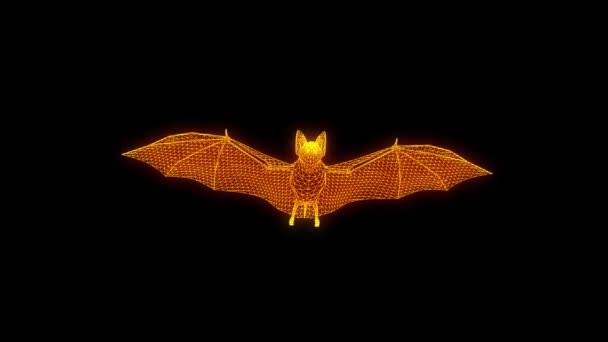 Bat in Hologram Wireframe Style. Nice 3D Rendering — Stock Video