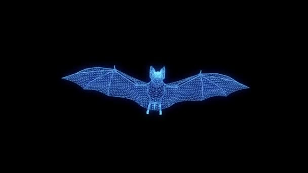 Νυχτερίδα σε ολόγραμμα Wireframe στυλ. Ωραία 3d Rendering — Αρχείο Βίντεο