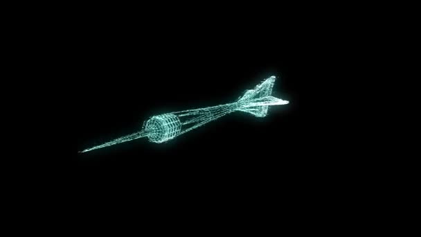 Flecha de dardo en estilo holograma Wireframe. Niza 3D Rendering — Vídeos de Stock