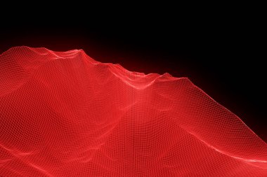 Tel Çerçeve hologramı tarzı dağ. Güzel 3d render
