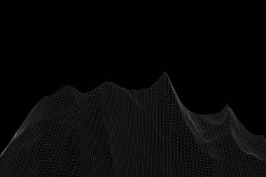 Tel Çerçeve hologramı tarzı dağ. Güzel 3d render