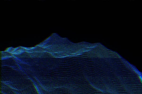 Tel Çerçeve hologramı tarzı dağ. Güzel 3d render