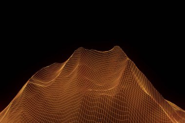 Tel Çerçeve hologramı tarzı dağ. Güzel 3d render