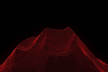 Tel Çerçeve hologramı tarzı dağ. Güzel 3d render