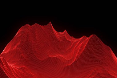 Tel Çerçeve hologramı tarzı dağ. Güzel 3d render