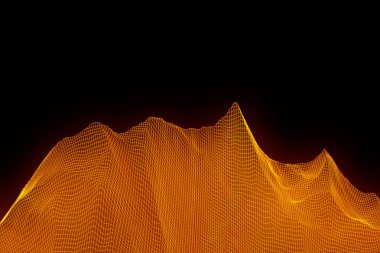 Tel Çerçeve hologramı tarzı dağ. Güzel 3d render