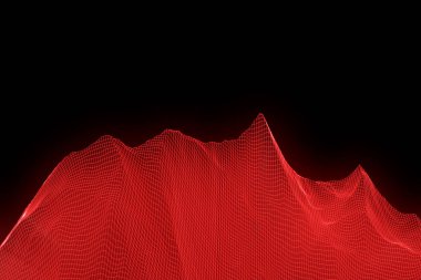 Tel Çerçeve hologramı tarzı dağ. Güzel 3d render