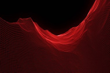 Tel Çerçeve hologramı tarzı dağ. Güzel 3d render