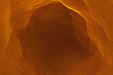 Tel Çerçeve hologramı tarzı dağ. Güzel 3d render
