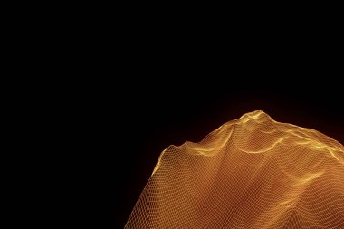Tel Çerçeve hologramı tarzı dağ. Güzel 3d render