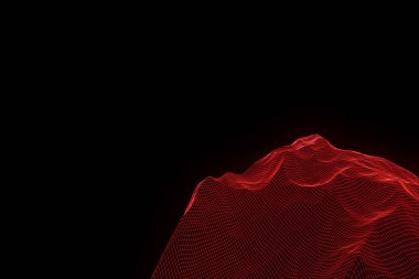 Tel Çerçeve hologramı tarzı dağ. Güzel 3d render