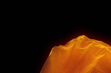 Tel Çerçeve hologramı tarzı dağ. Güzel 3d render