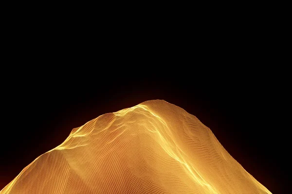 Mountain in Wireframe Hologram Style. Nice 3D Rendering — Stock Photo, Image