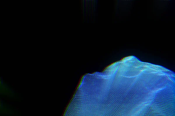 와이어 프레임 홀로그램 스타일에 산입니다. 멋진 3d 렌더링 — 스톡 사진