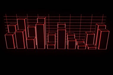 Grafik Hologram tel kafes tarzı. Güzel 3d render