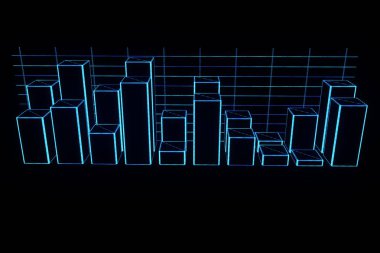 Grafik Hologram tel kafes tarzı. Güzel 3d render