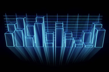 Grafik Hologram tel kafes tarzı. Güzel 3d render