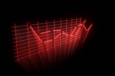 Grafik Hologram tel kafes tarzı. Güzel 3d render