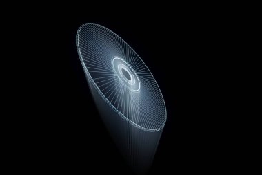 Tel Çerçeve hologramı tarzı 3D disk. Güzel 3d render