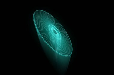 Tel Çerçeve hologramı tarzı 3D disk. Güzel 3d render