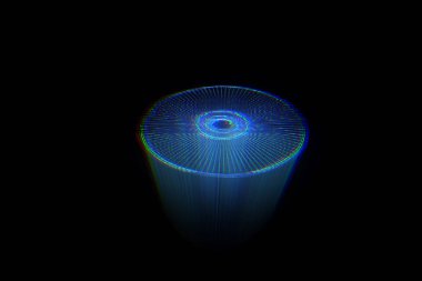Tel Çerçeve hologramı tarzı 3D disk. Güzel 3d render