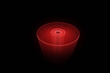 Tel Çerçeve hologramı tarzı 3D disk. Güzel 3d render