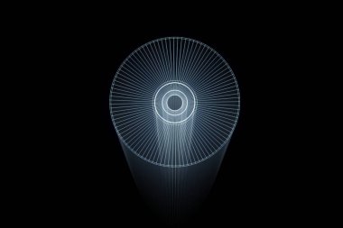 Tel Çerçeve hologramı tarzı 3D disk. Güzel 3d render