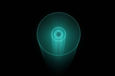 Tel Çerçeve hologramı tarzı 3D disk. Güzel 3d render