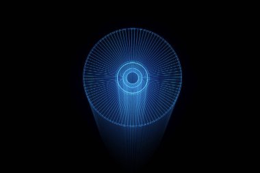 Tel Çerçeve hologramı tarzı 3D disk. Güzel 3d render