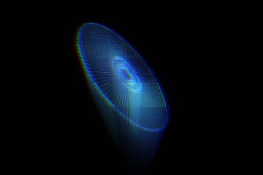 Tel Çerçeve hologramı tarzı 3D disk. Güzel 3d render