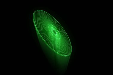 Tel Çerçeve hologramı tarzı 3D disk. Güzel 3d render