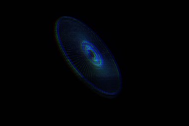 Tel Çerçeve hologramı tarzı 3D disk. Güzel 3d render