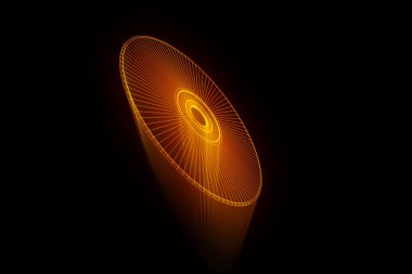Tel Çerçeve hologramı tarzı 3D disk. Güzel 3d render