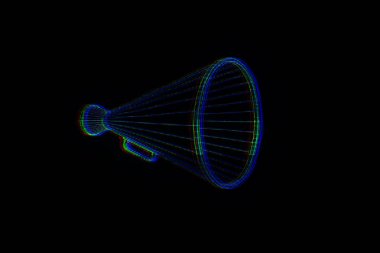 Megafon Hologram tel kafes tarzı. Güzel 3d render