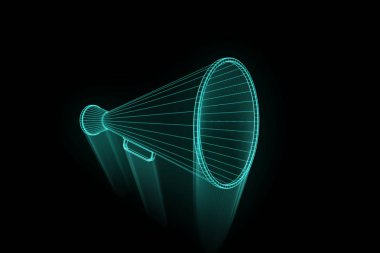 Megafon Hologram tel kafes tarzı. Güzel 3d render