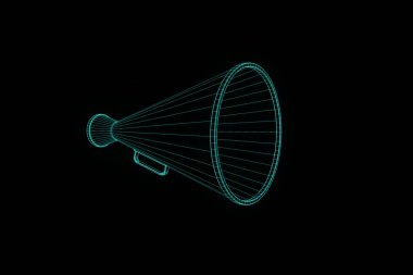 Megafon Hologram tel kafes tarzı. Güzel 3d render