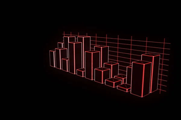 Chart in Hologram Wireframe Style. Nice 3D Rendering — Stock Photo, Image