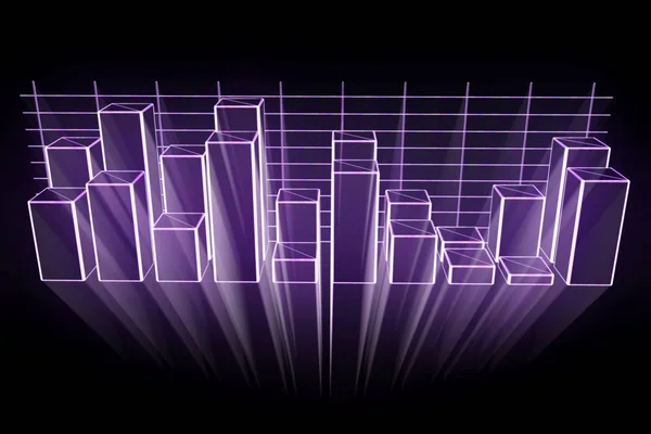 Chart in Hologram Wireframe Style. Nice 3D Rendering — Stock Photo, Image
